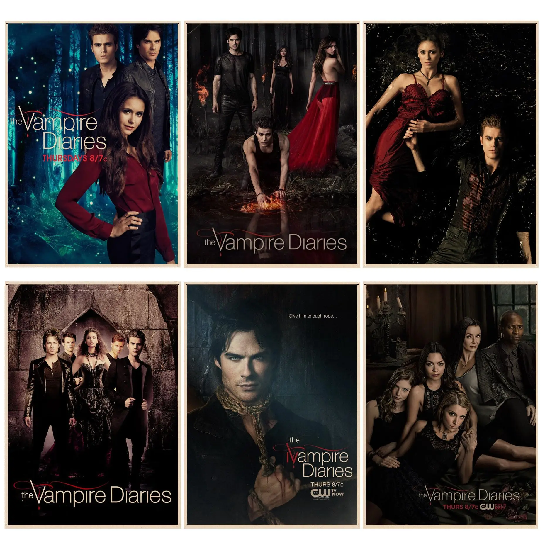 The Vampire Diaries Movie Poster Stampe E Poster In Carta Kraft Kawaii Room Decor