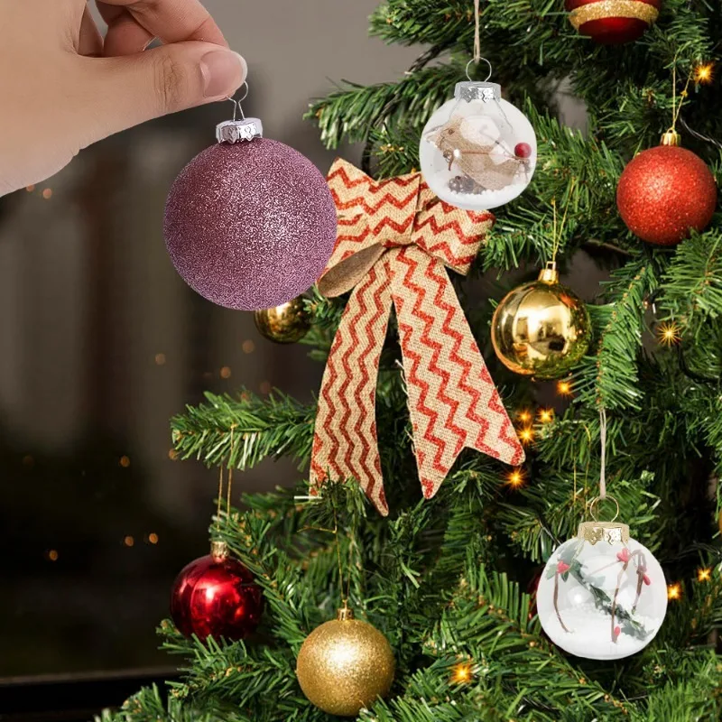100/200pcs Round Christmas Ball Ornaments Caps Removable Metal Xmas Balls Hanging Caps Festive New Year Party DIY Decorations
