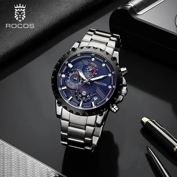 Big Dial Luxury Calendar Quartz Wrist Watch Business Watches for Man Sports Waterproof Chronograph Clock Watches Mens R0911 1