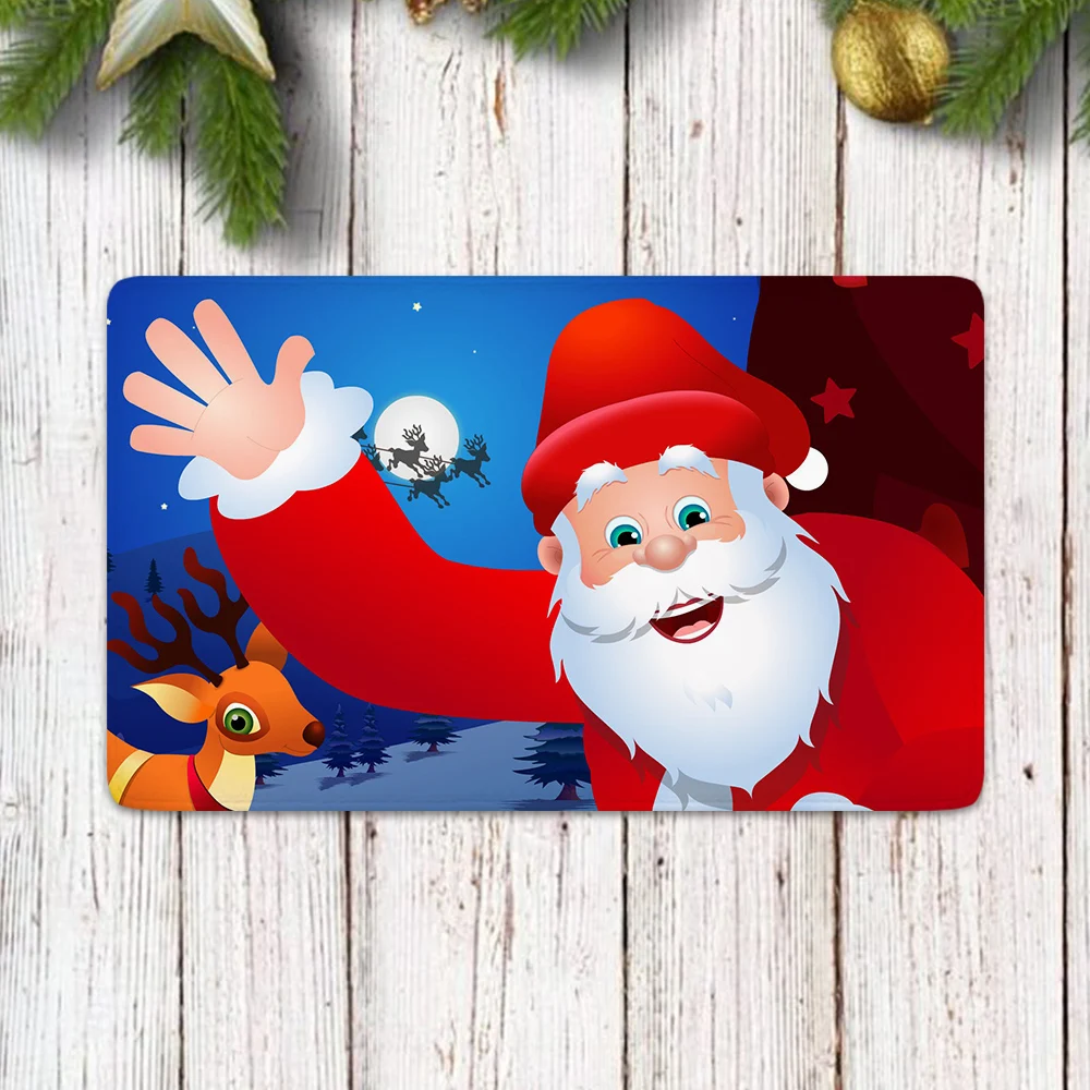 

CLOOCL 3D Printing Santa Claus Doormat Flannel Non-slip Dustproof Floor Mats Christmas Home Decoration Rug for Hallway Bedroom