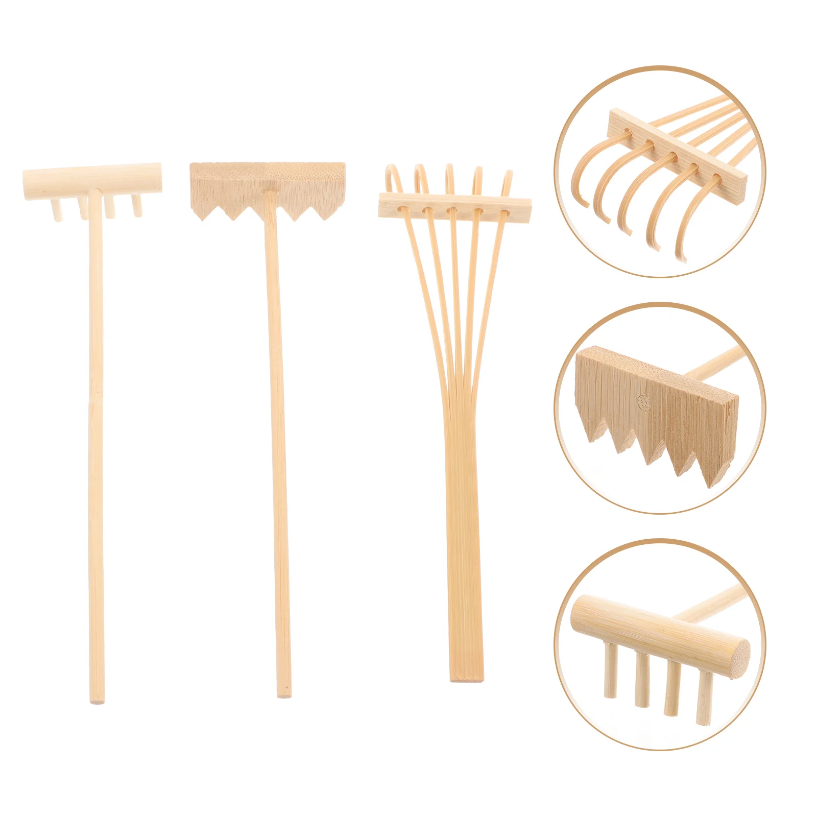 

3 Pcs Mini Rakes Tool For Tabletop Accessories Garden Sand Bamboo Tabletop Meditation Feng Shui Decor For Home Office