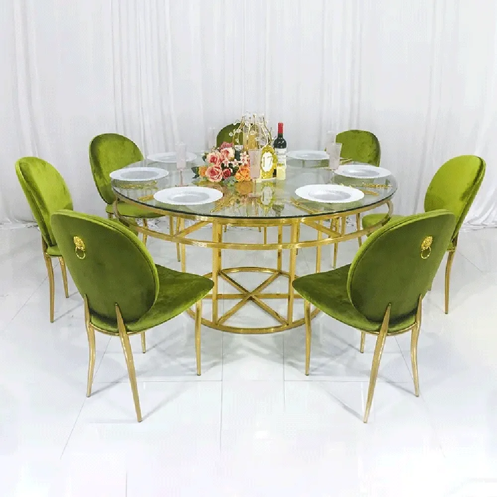 

Personalized design stainless steel frame gold wedding table round dinning dining table
