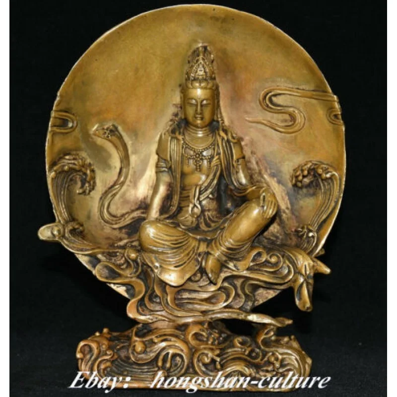 7.8 "Buddismo Bronzo Puro Quan Guan Yin Kwan-Yin Statua Della Dea