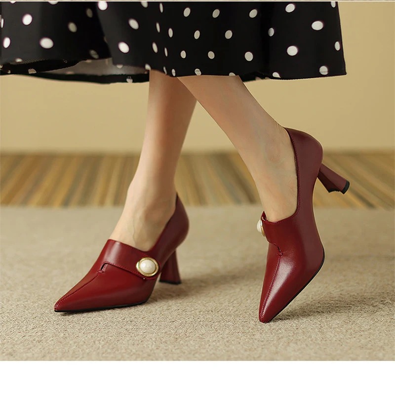 Women Fashion Light Brown High Quality Heel Shoes for Autumn Amp Spring Lady Classic Comfort Stylish Black Shoes Women Heels