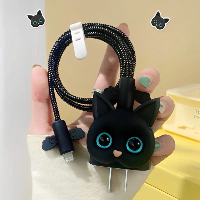 Cute 3D Cat Organizer Gestione Della Linea Dati Per Apple Iphone 18/20W Ricarica Safe Plug Protection Winder Cover Protettiva Usb