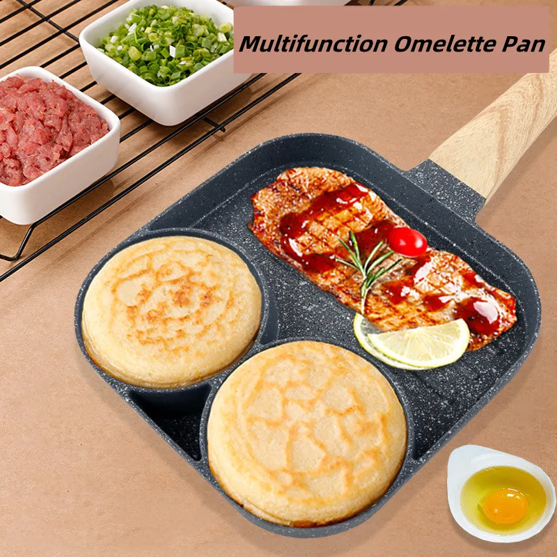 2/4-Hole Frying Pot Pan Thickened Omelet Pan Non-stick Egg Pancake Steak  Pan Cooking Egg Ham Pans Dual Purpose Cookware Pan