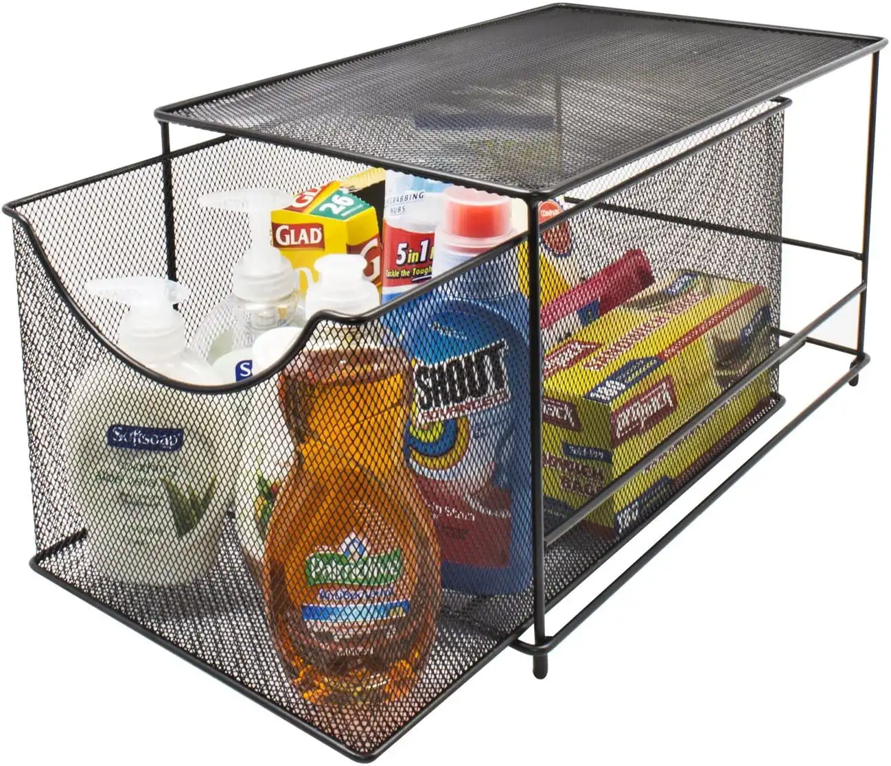 

Sorbus Mesh Storage Cabinet Organizer with Pull Out Drawer, Black