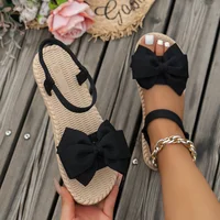 Femmes sandales 2025 nouveau été sandales légères mode plage pantoufles décontractées en plein air nœud papillon chaussures plates maison diapositives femmes 1