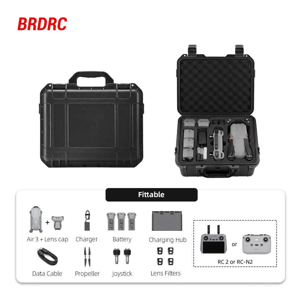Valise de transport pour drone gris clair posée sur une surface plane, avec poignée et coins renforcés.