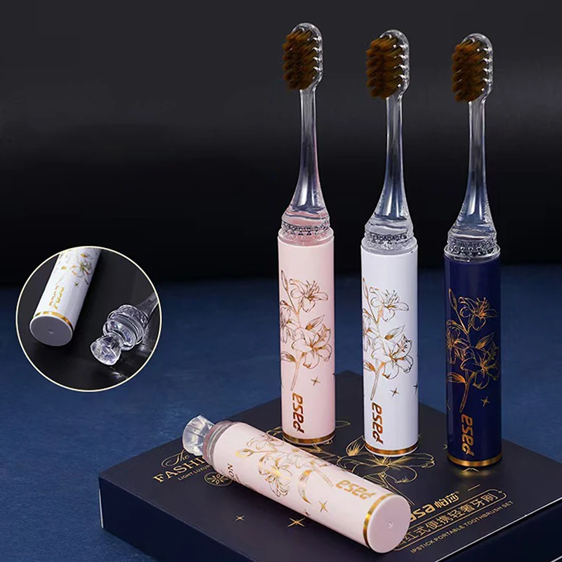 1/3PCS 립스틱 모양의 칫솔 휴대용 분리형 청소 치아 울트라 소프트 구강 케..