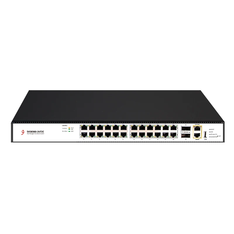 XikeStor L3 관리형 24포트 10G RJ45 2포트 100G QSFP28 VLAN/포트 집계/DHCP/라우팅 지원 WEB/CLI 관리