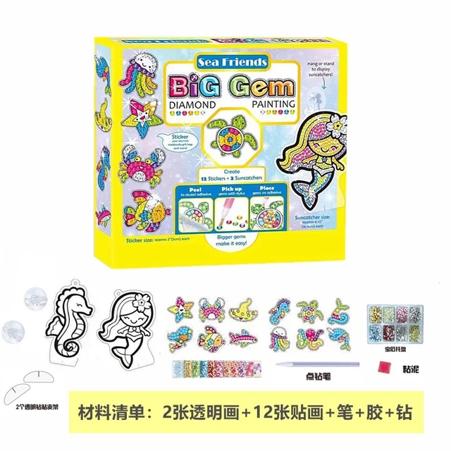 Big Gem Diamond Painting Stickers Kids  Diamond Painting Stickers Kits  Kids - 12pcs - Aliexpress