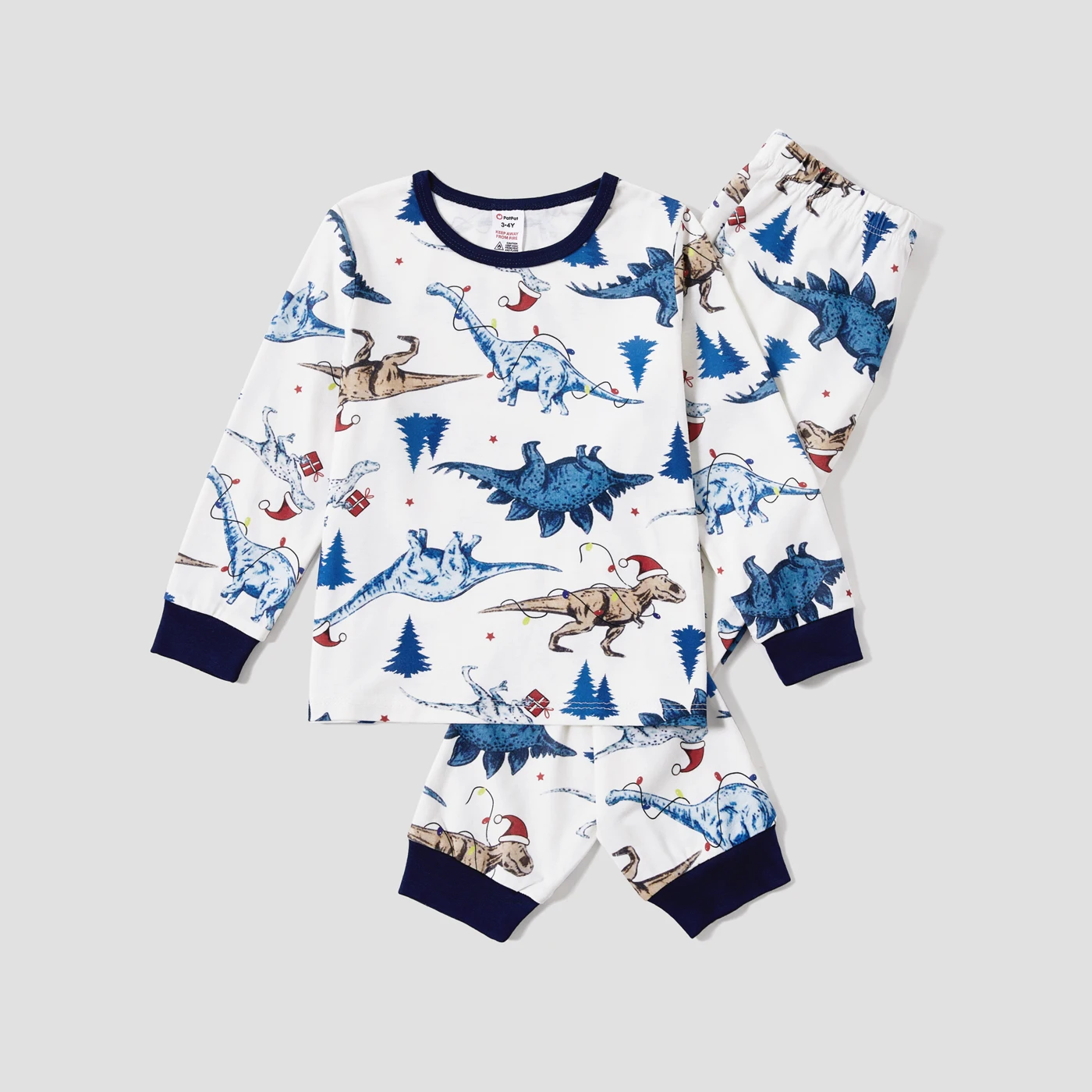 Conjuntos de pijamas con estampado de dinosaurios lindos a juego para toda la familia de Navidad PatPat (resistentes al fuego)
