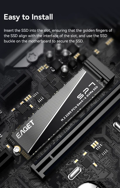 内蔵型SSD EAGET SP7 1TB M.2 2280 NVMe SSD EAGET SSD NVMe M.2 2280 PCIe 4.0x4 7400MB/s Read 3D NAND