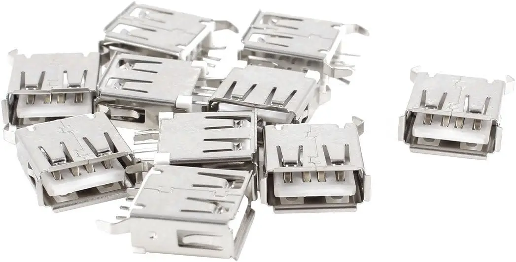 

10 Pcs 13.7mm USB Female Type A Port 4-Pin DIP 180 Degree Jack Socket Solder