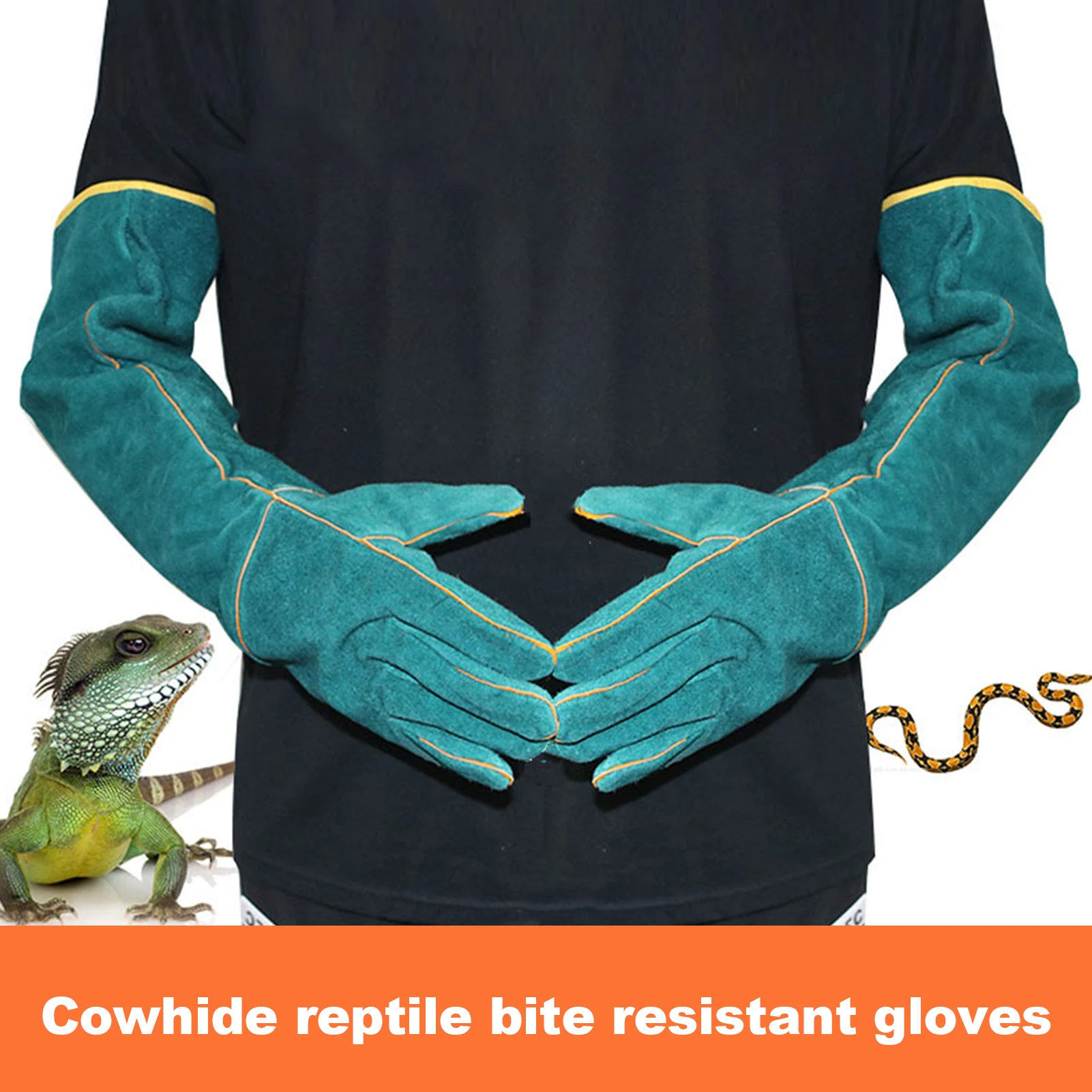 Pet Protective Gloves Anti-Bite Long Leather Catch Dog Cat Reptiles