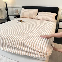 Winter Warm Velvet Mattress Cover Soft Bedspread Soft Student Dormitory Bedsheet Thick Fitted Sheet Mattress Protector Bed Cover
