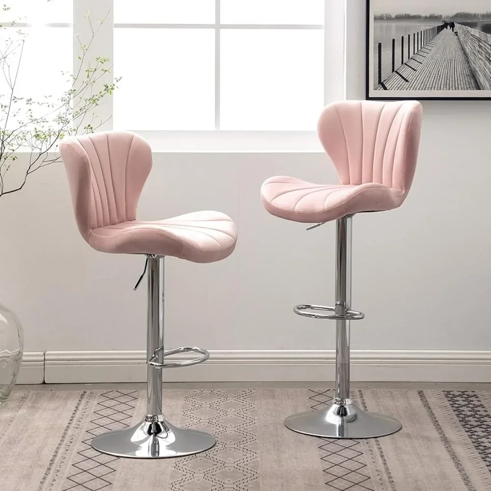 

Ellston Velvet Adjustable Swivel Bar Chair in Pink, Set of 2