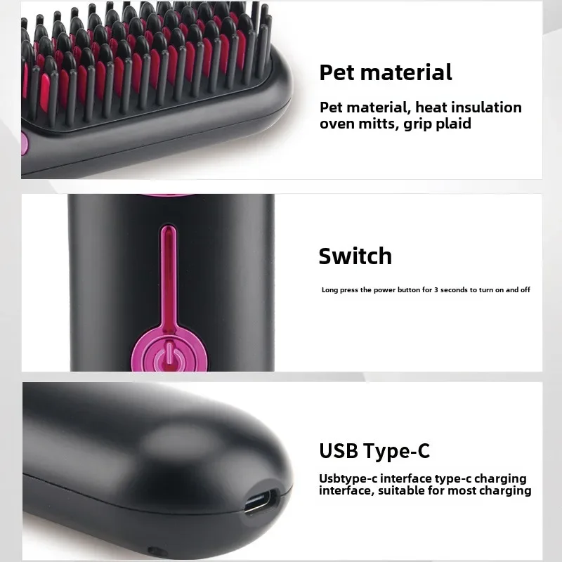 Electric comb multi-functional wireless hair straightener comb negative ion anti-ironing set straightening brush