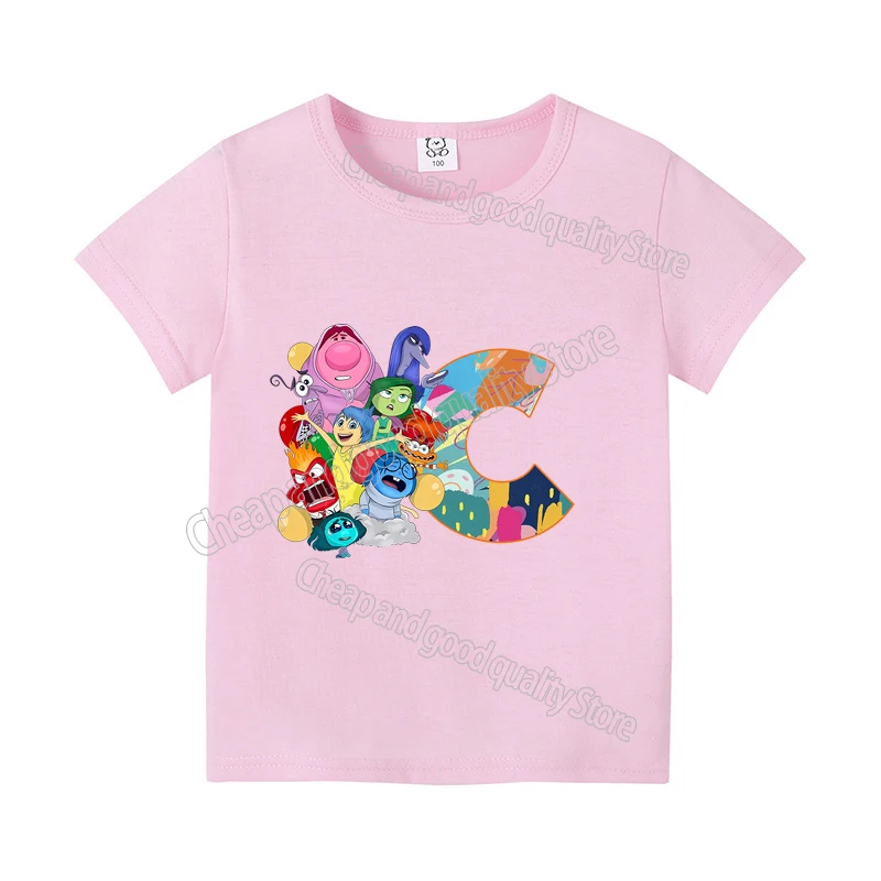 thumbnail image 1 of Camiseta con letras "Inside Out" para niños, playera con combinación de nombre, ropa informal Kawaii de dibujos animados, Tops Harajuku para niños y niñas, 2 letras A B C, 1 of 5