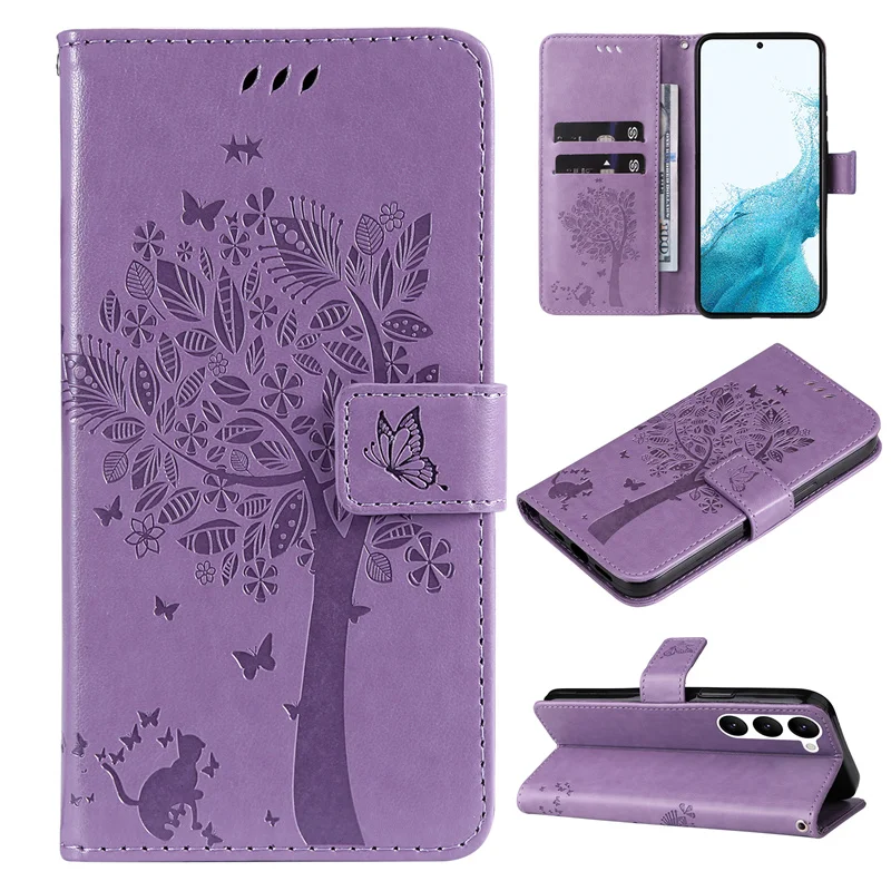 Niedliche Flip-Leder-Handyhülle für Samsung Galaxy S23 S21 FE S22 Plus Ultra magnetische Brieftasche Rückseite mit Kartensteckplatz_voghion.com