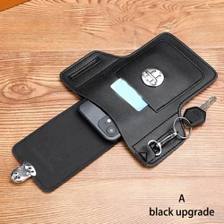 Men's Fashion Multi - Function PU Leather Waist Bag - Versatile Outdoor Travel and Sports Pouch (Black standard)