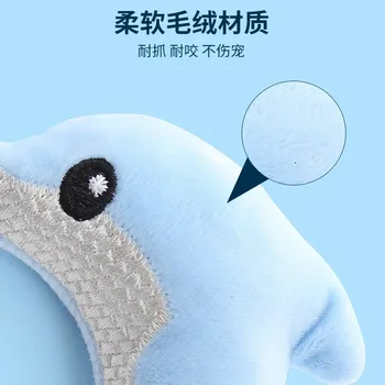 Pet cat toy Cute stuffed animal baby dolphin with catnip nibble toy 2