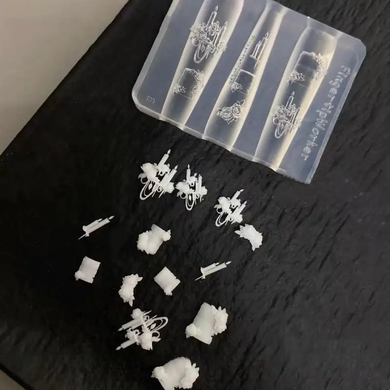 3D 과일 실리콘 네일 몰드 달콤한 꽃잎 DIY 디자인 매니큐어 템플릿 조각 네일 아트 스텐실 소프트 스탬핑 몰드 도구