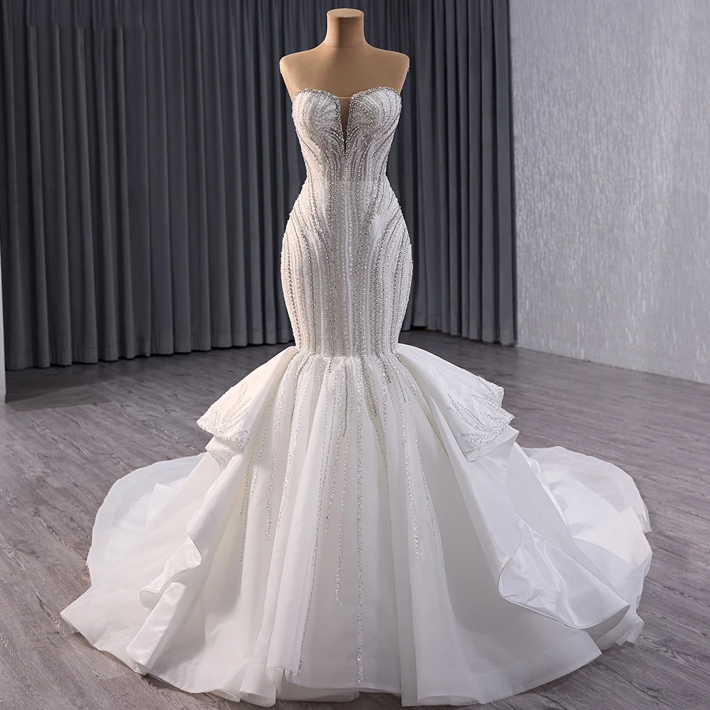 Jancember First-rate Promotion Women's Long Dress For Wedding Ball Gown Strapless Sequins Strapless vestido de novia 241034 3