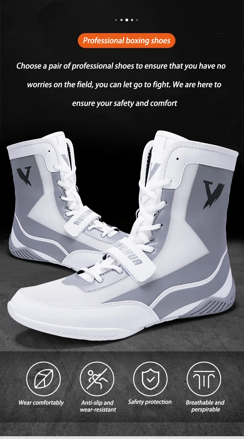 Description Picture 2 of itemWrestling shoes male Boxing Shoes Fighting Sanda Strength High Top Shoes light fighting Boots Weightlifting shoe Sneakers