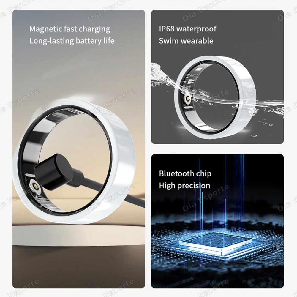 New For Android IOSCeramic Smart Ring Support NFC Access Control Men Women Heart Rate Sleep Monitor IP68&5ATM Waterproof Rings