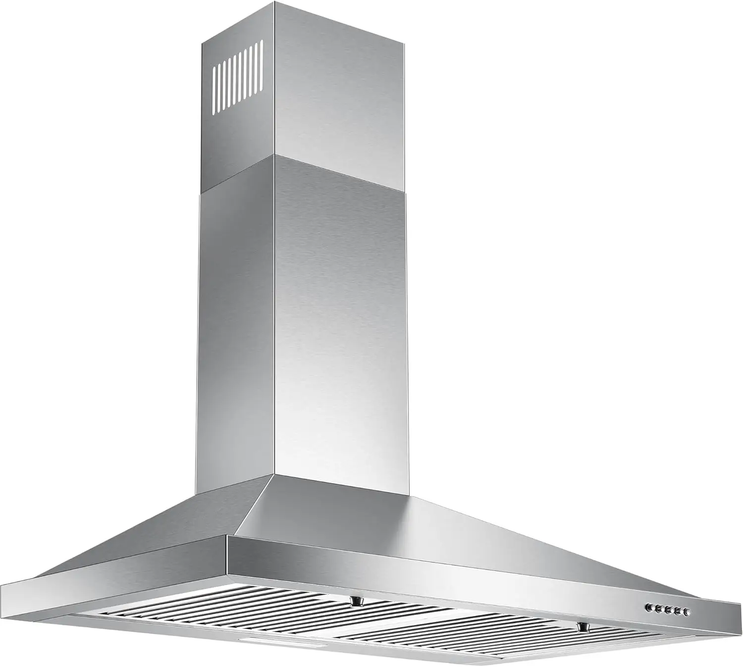 24 Inch Range Hood, Wall Mount Vent Hood in Stainless Steel with Ducted/Ductless Convertible Duct, 3 Speed Exhaust Fan, Energy