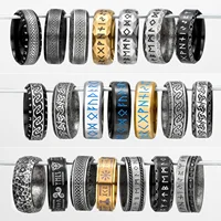 Vintage Viking Runes Celtic Knot Men Rings Stainless Steel Jewelry Punk Rock Fashion Accessories For Women Couple Gift Wholesale 1