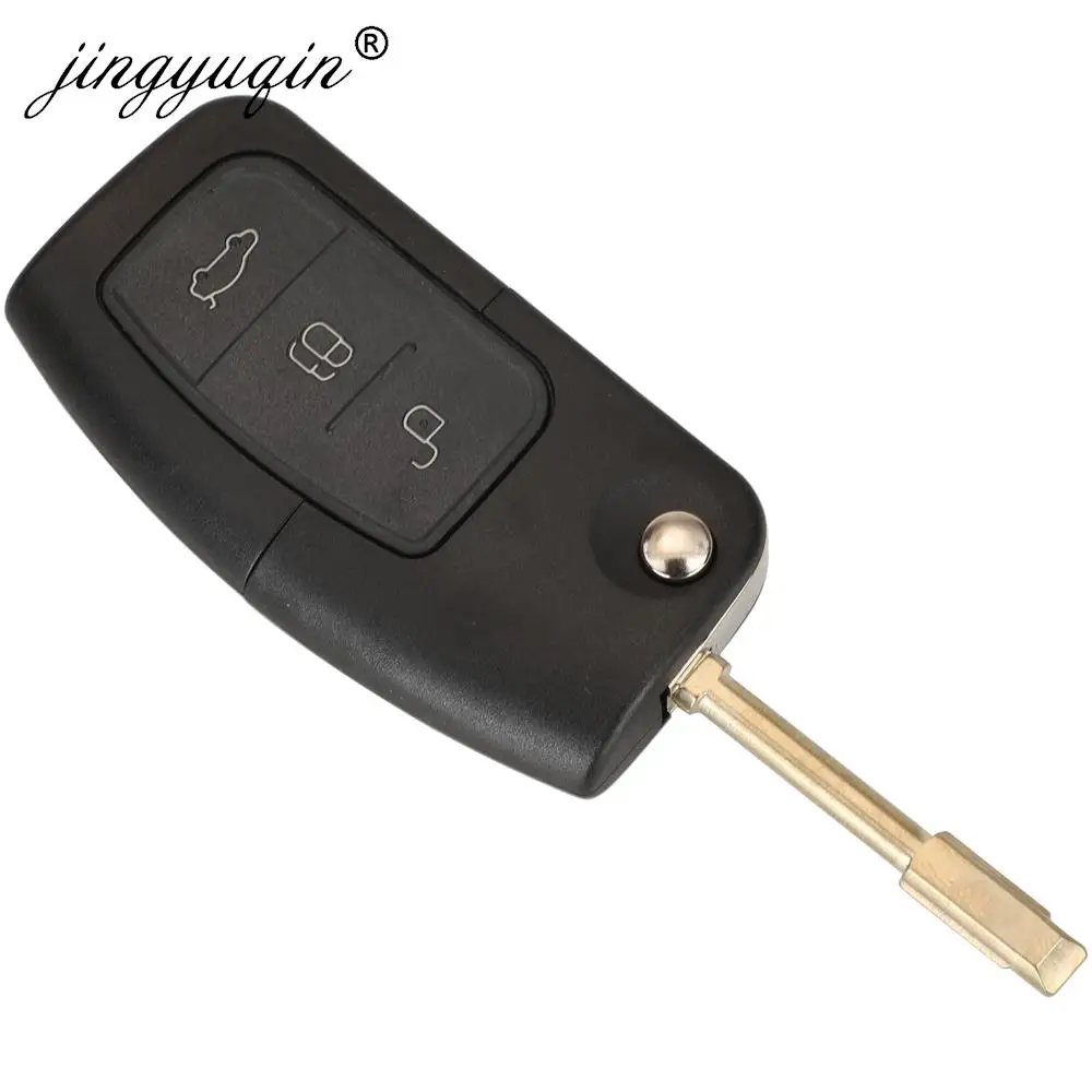 Enhanced Flip Folding Remote Car Key Shell - 3 Button Key Fob Case