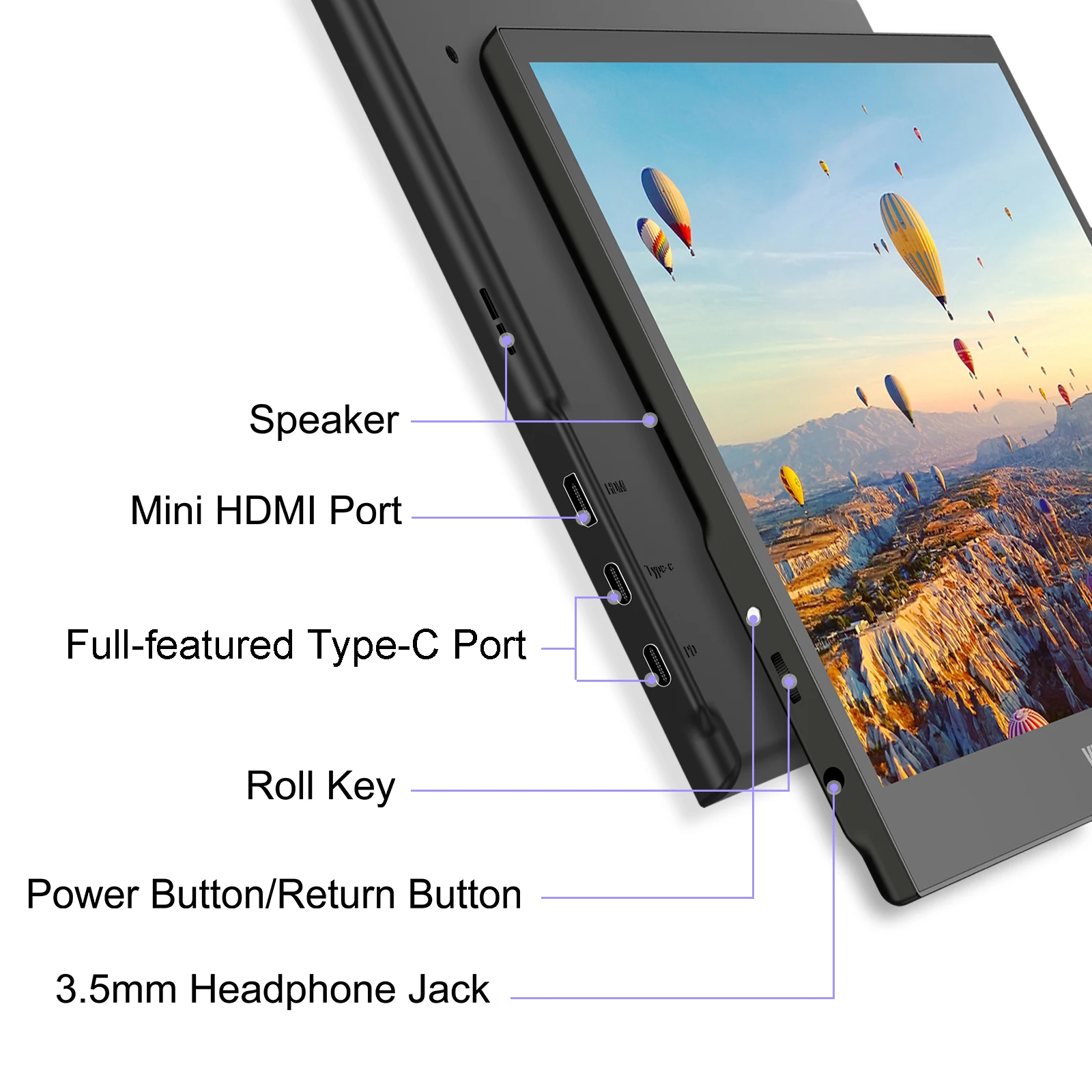 Arzopa - Monitor portátil de 13.3 pulgadas 2K HDR, monitor portátil USB C  HDMI, monitor externo IPS