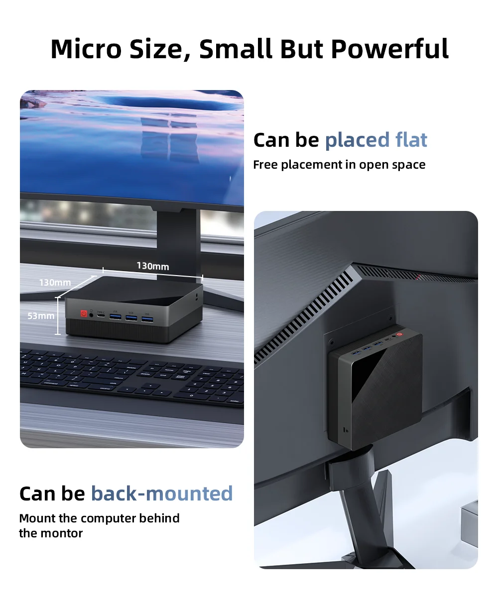Texhoo MINI PC AMD Ryzen5 7530U 16G DDR4 2666MHz 512G M.2 SSD WIFI6 BT5.2 Dual LAN HDMI*2 4k@60HZ Display Desktop Mini Computers