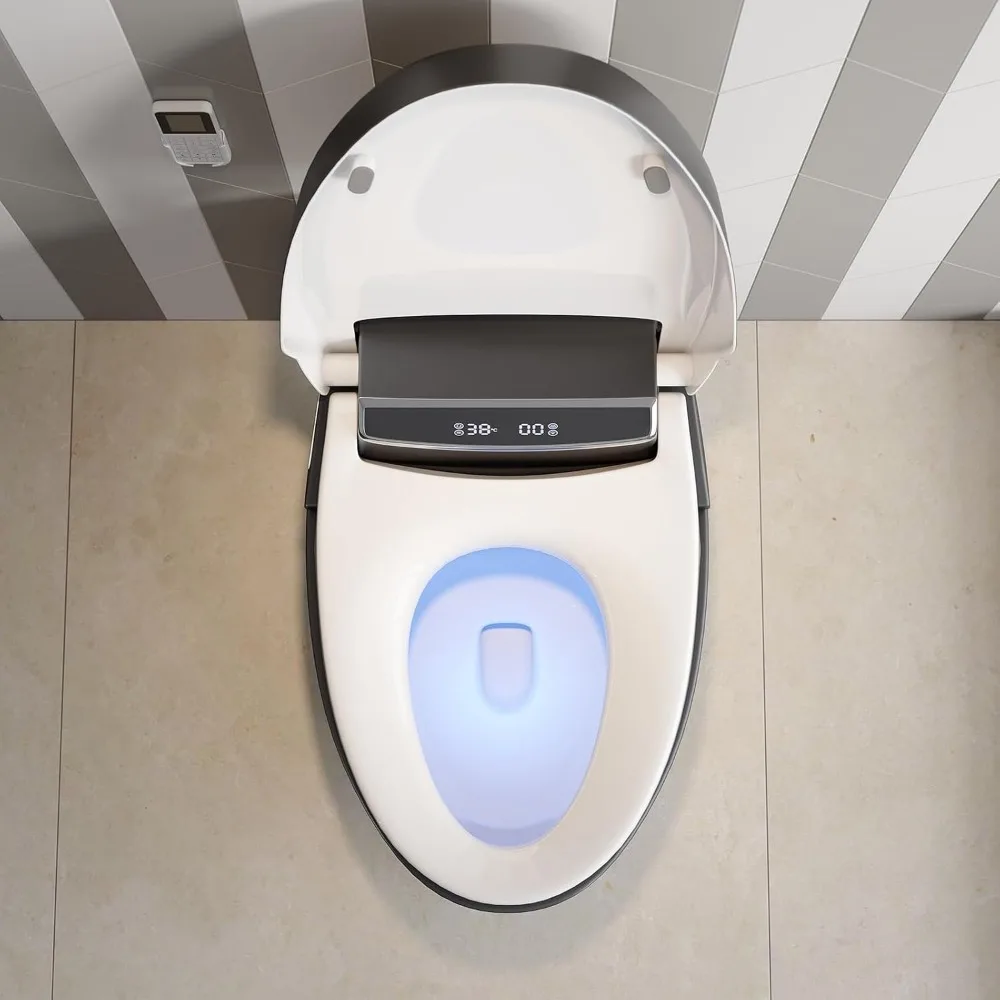 Smart Toilet with Bidet Built in,Black One-Piece Toilet Elongated Automatic  Tankless with Auto Flushing 3