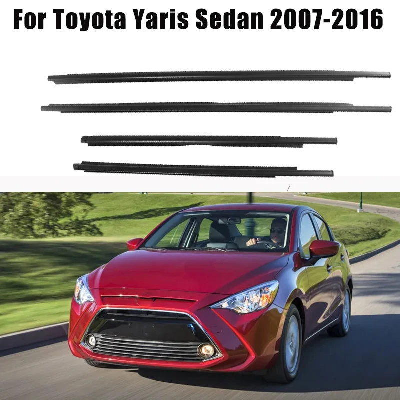 4pcs Car Outer Window Glass Seal Belt Trim Sealing Strips Rubber