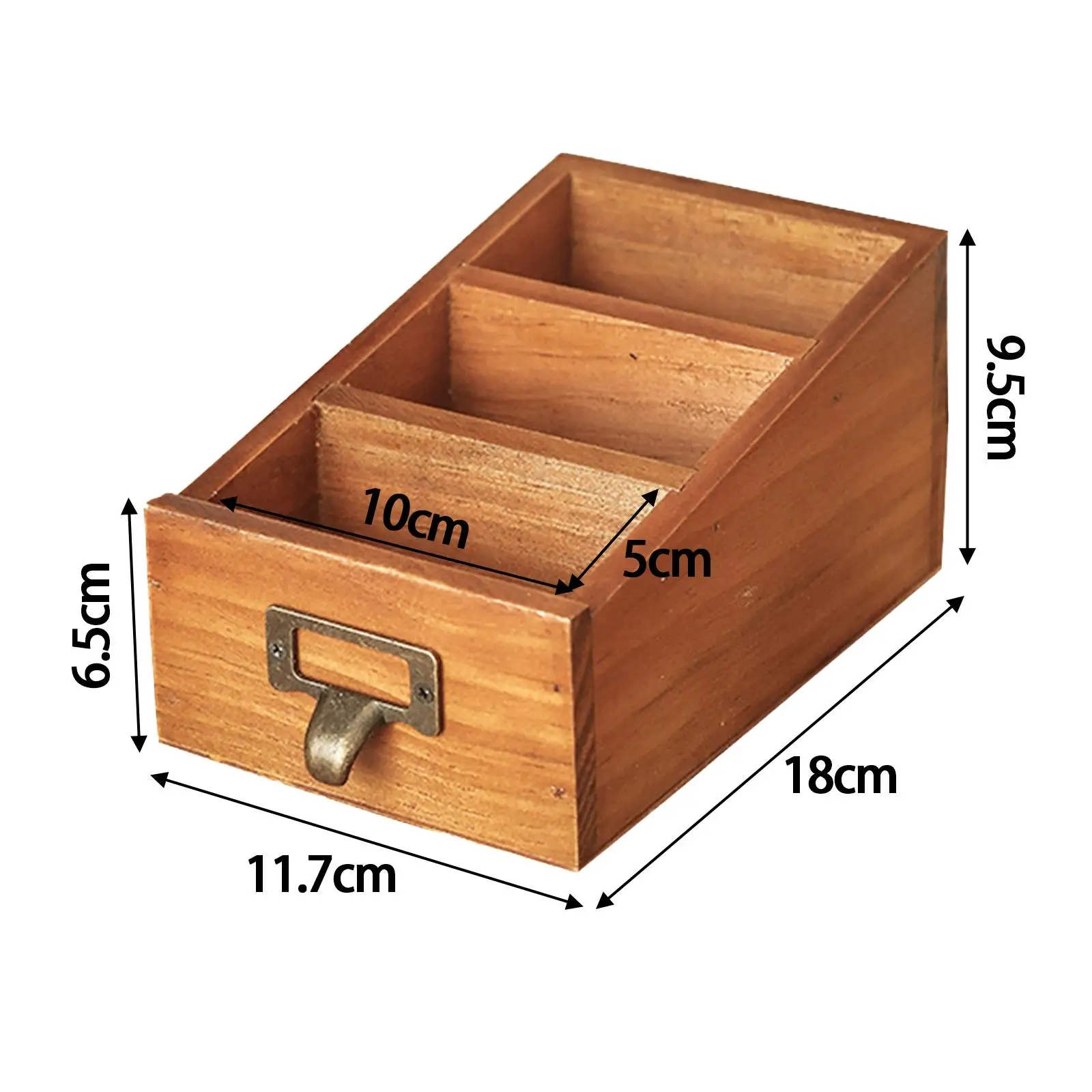 Wooden Desktop Organizer Office Supplies Storage Case with Grids Remote Control Caddy Holder Makeup Brush Holder for Desktop
