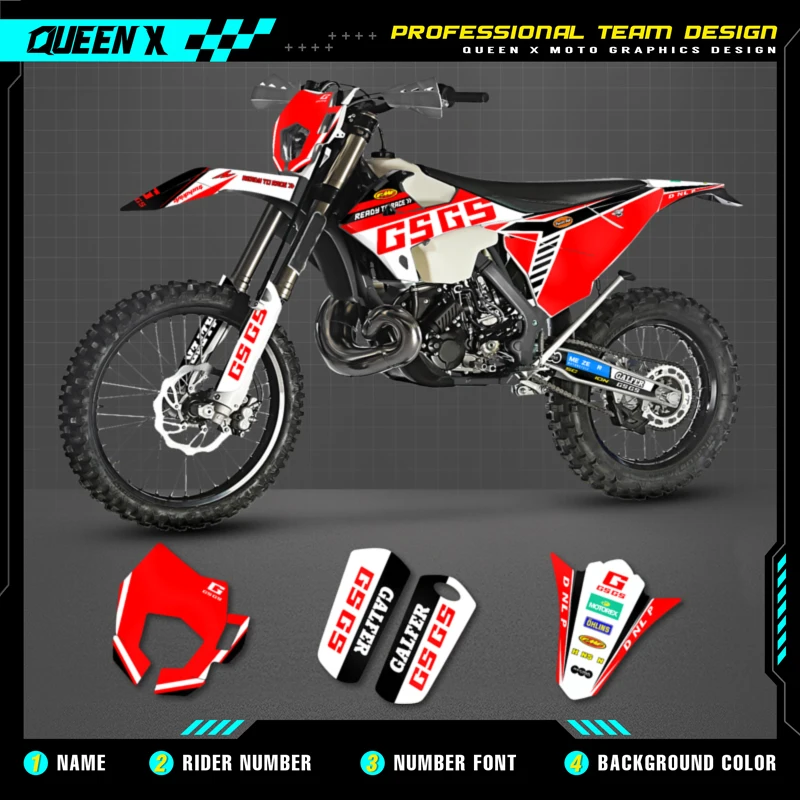 

QUEEN X MOTOR Custom Team Graphics Backgrounds Decals For 3M Stickers Kit For GASGAS 2018 2019 2020 2021 EC MC 10