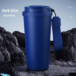 Premium 600ml Insulated Stainless Steel Travel Tumbler with Lid - 600 ml (Dark blue)