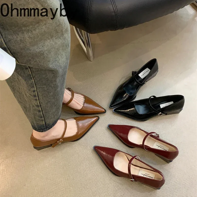 2024 Spring Summer Patent Leather Women Shoes Pointed Toe Shallow Women Pumps Mary Jane Shoes for Women High Heels Large Size