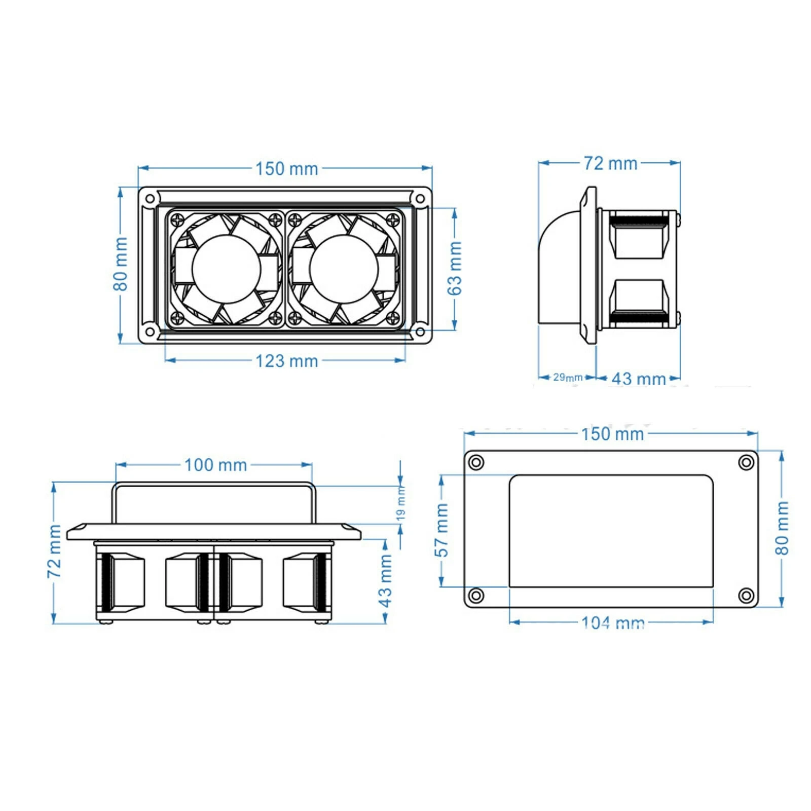 DC12V 25W RV Side Air Vent Caravan Motorhome Trailer Side Air Vent Ventilation Exhaust Fan for Camper Trailer Boat Marine Yacht