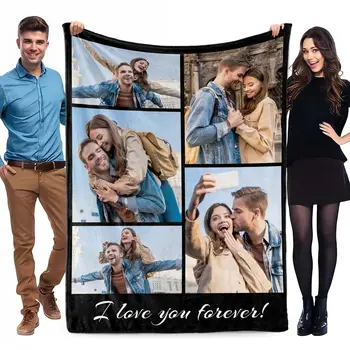 Custom Family Photo Blanket 1