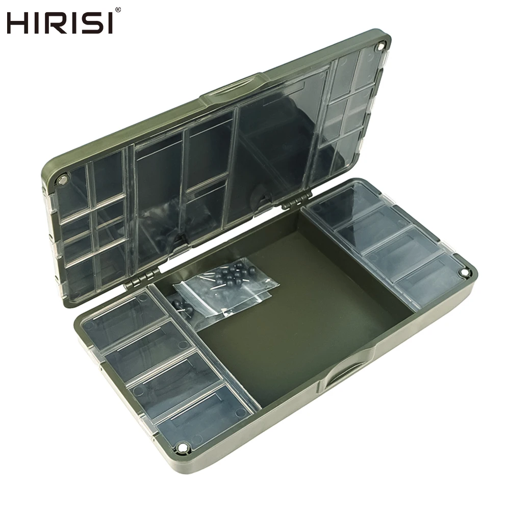 Hirisi Karpfenangeln-Organizer-Box, tragbarer Angelgerät-Aufbewahrungsorganisator, 27-Gitter, magnetische Fächer, Angelzubehör