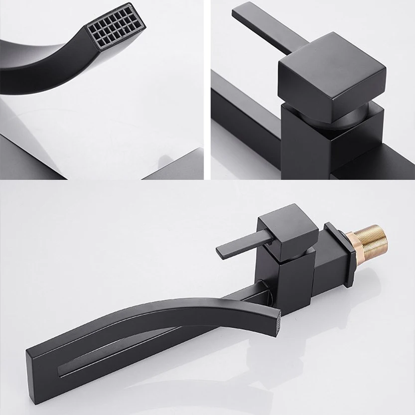 Brass Bathroom Square Basin Faucet Sink Mixer Tap Deck Mounted Hot And Cold Sink Mixer Tap Faucet Basin Faucet