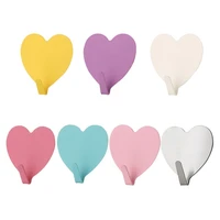 Heart Shaped Wall Hooks Iron Pink Decorative Hook Room Key Hanger Self Adhesive Coat Hat Hanger Wedding Home Decoration 1