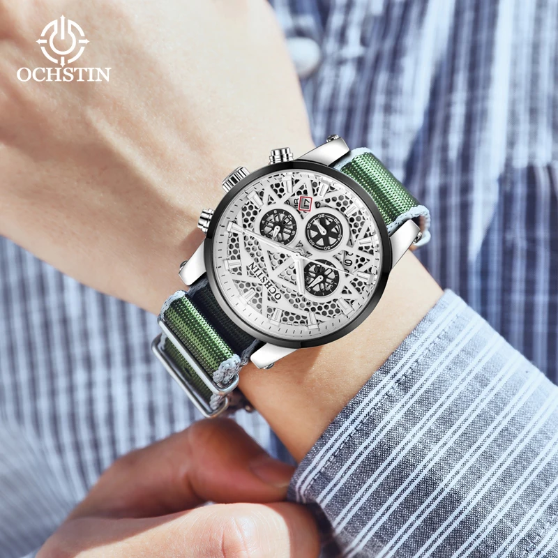 New OCHSTIN 2024 Atmospheric fashion models multi-function quartz movement waterproof wristwatch men's quartz watch