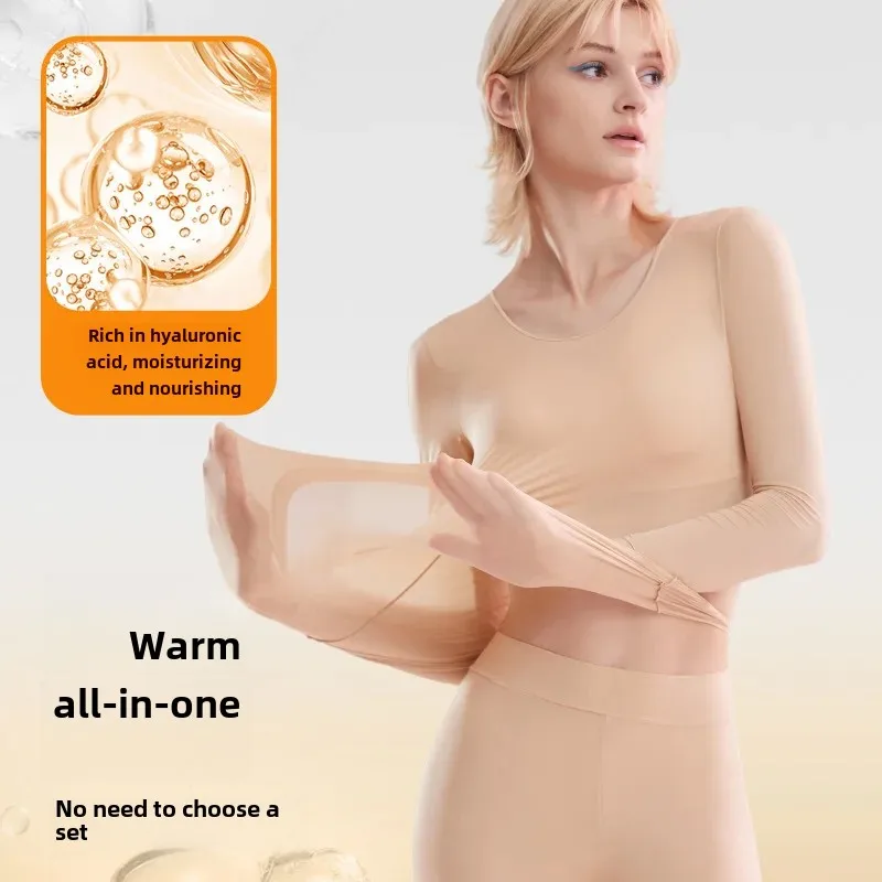 Hyaluronic Acid Beauty Skin Long Sleeve Thermal Seamless Lightweight Skin Bottom Autumn Trousers Suit Warm Base Bra Women thermal underwear thermal underwear set