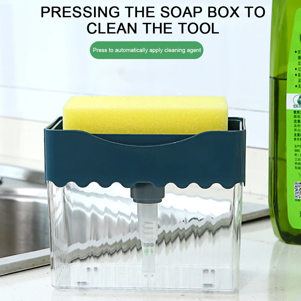 Automatic Soap Dispenser 2 In 1 Kitchen Sponge Holder Dish Soaps Container Large Capacity Liquid Soaps Box For Kitchen Household